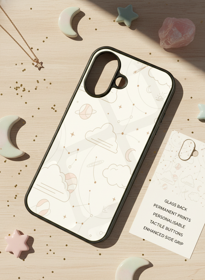 Celestial Love Premium Glass Back Cover For iPhone 11-17 Models
