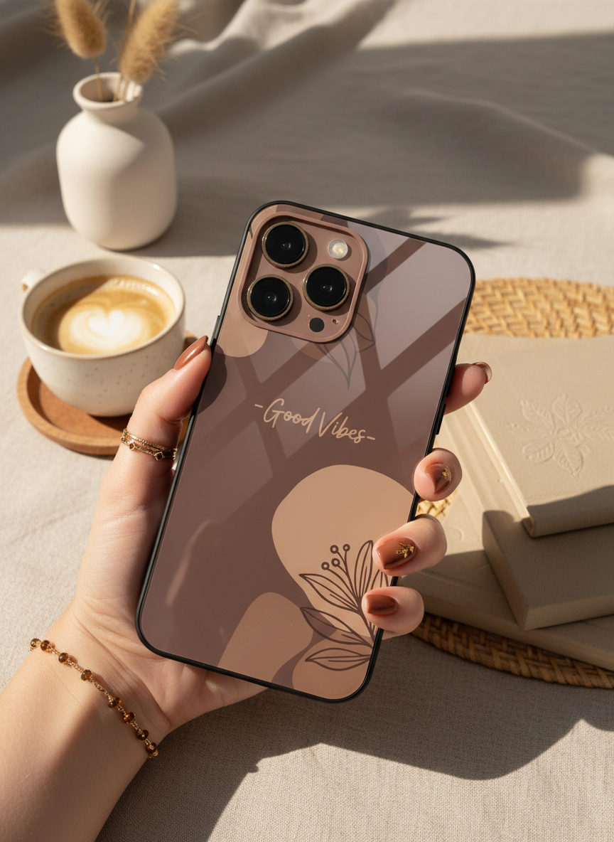 Calm Aura Premium Glass Back Cover For iPhone 11-17 Models