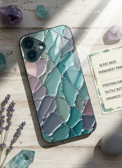 Ocean Glaze Premium Glass Back Cover For iPhone 11-17 Models