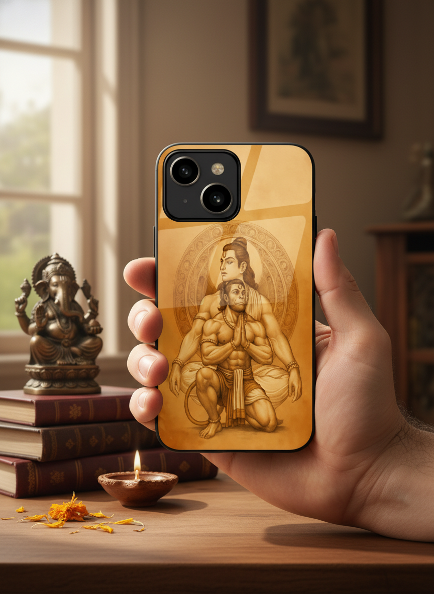 Bhakti Eternal Premium Glass Back Cover For iPhone 11-17 Models