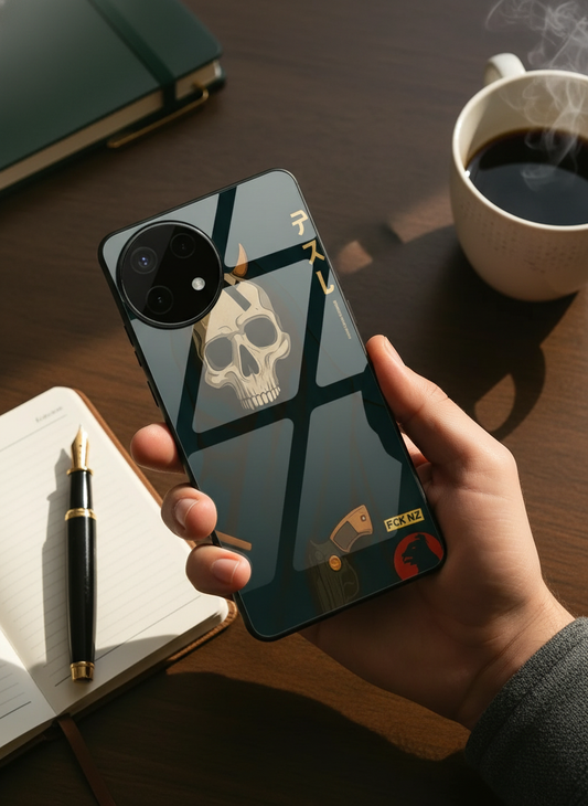 Skullbound Premium Glass Back Cover For One Plus 13, 12, 11, 10, Nord Serie