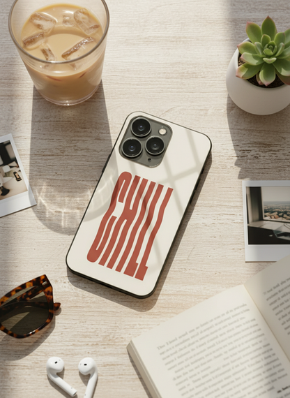 Stay Chill Premium Glass Back Cover For iPhone 11-17 Models