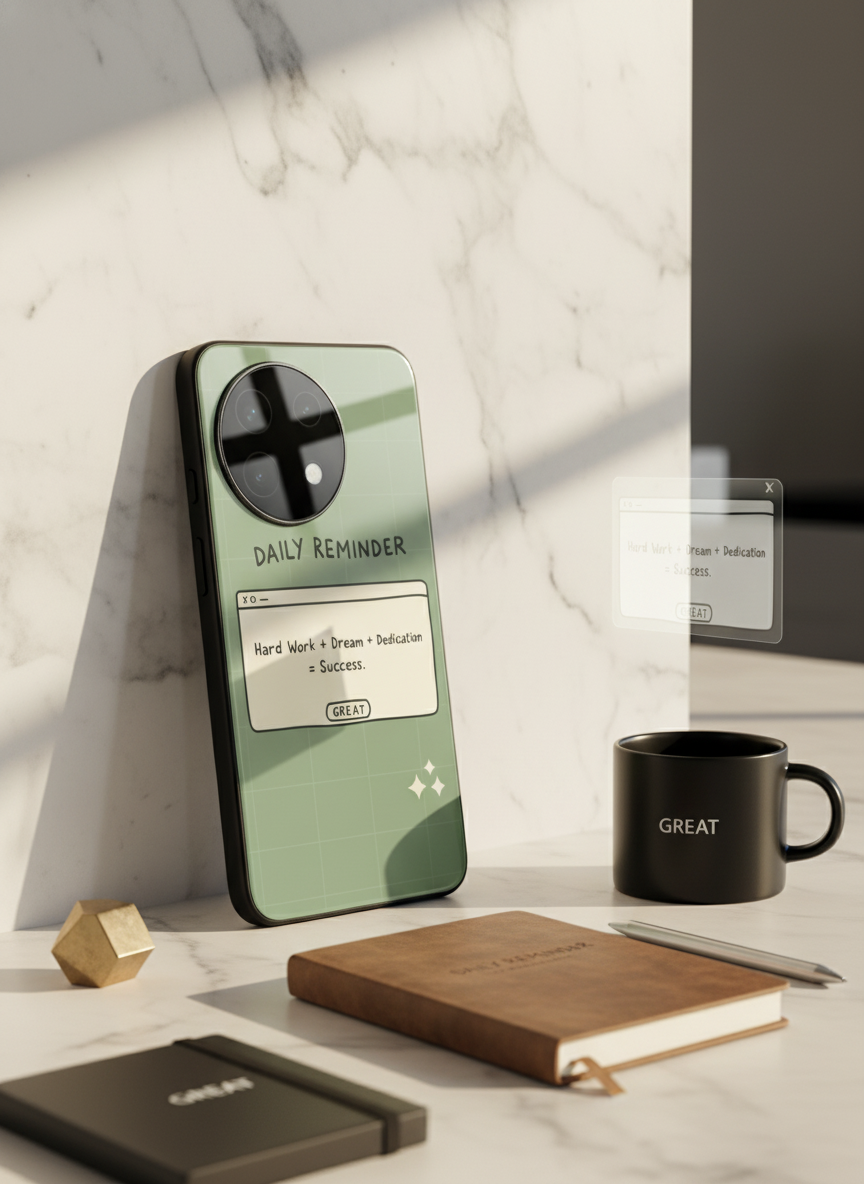 Daily Reminder-Sage Green Premium Glass Back Cover For One Plus 13, 12, 11, 10, Nord Series