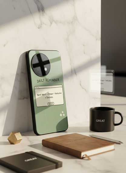 Daily Reminder-Sage Green Premium Glass Back Cover For One Plus 13, 12, 11, 10, Nord Series