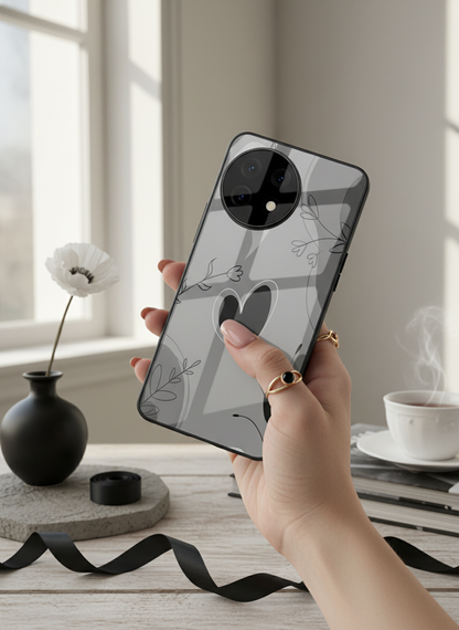 Muted Hearts Glass Back Cover For One Plus 13, 12, 11, 10, Nord Series