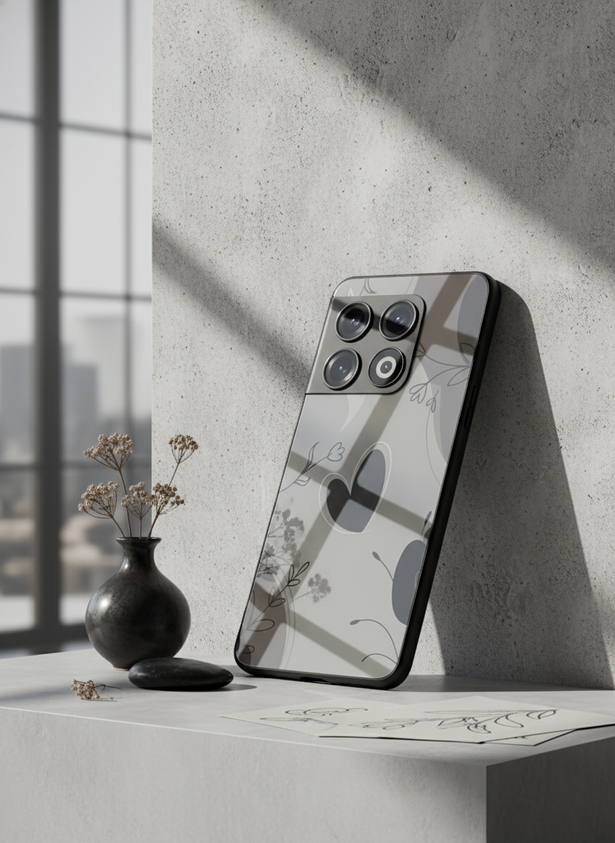 Muted Hearts Glass Back Cover For One Plus 13, 12, 11, 10, Nord Series