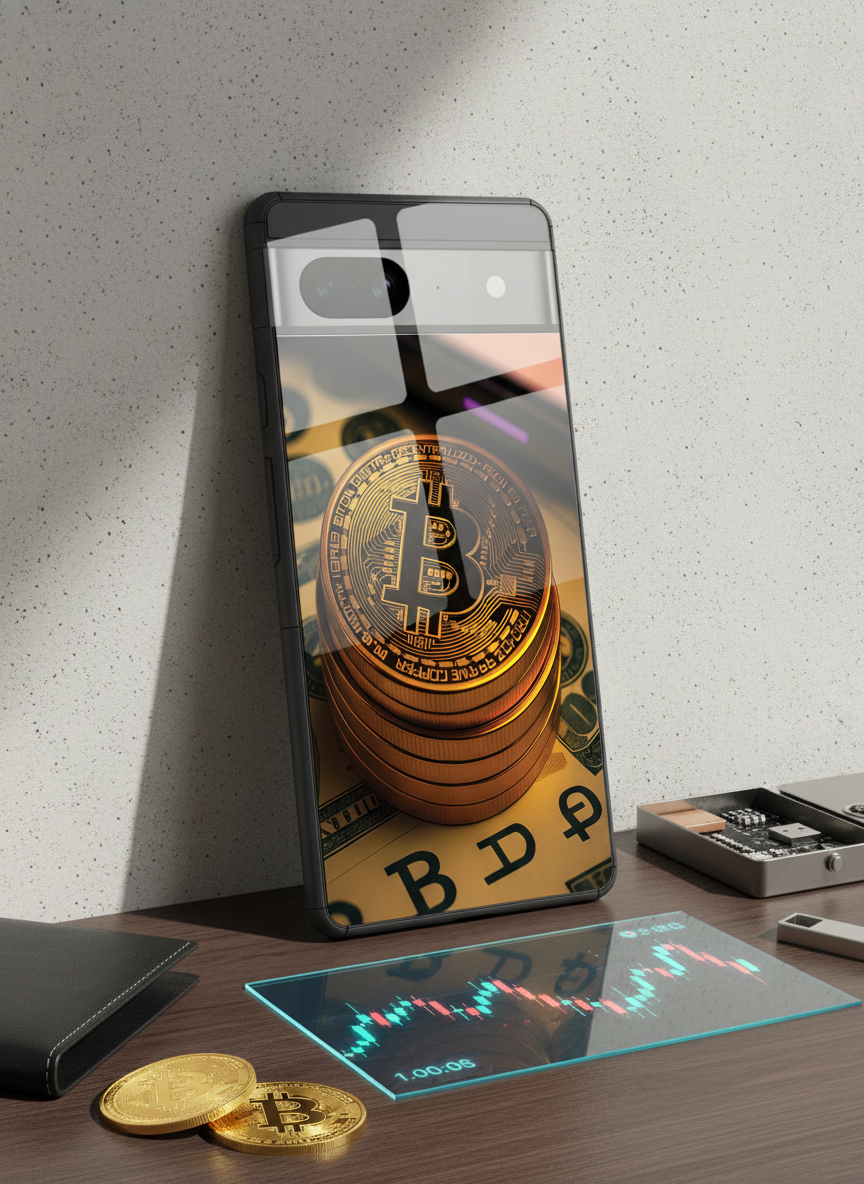 Bitcoin Blaze Premium Glass Back Cover For Google Pixel 7,8,9,10 Series