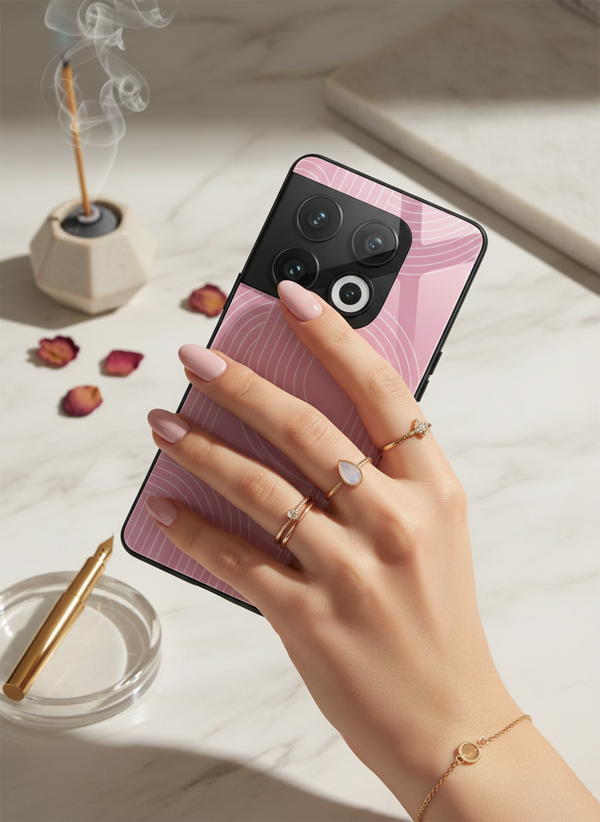 Linear Blush Glass Back Cover For One Plus 13, 12, 11, 10, Nord Series