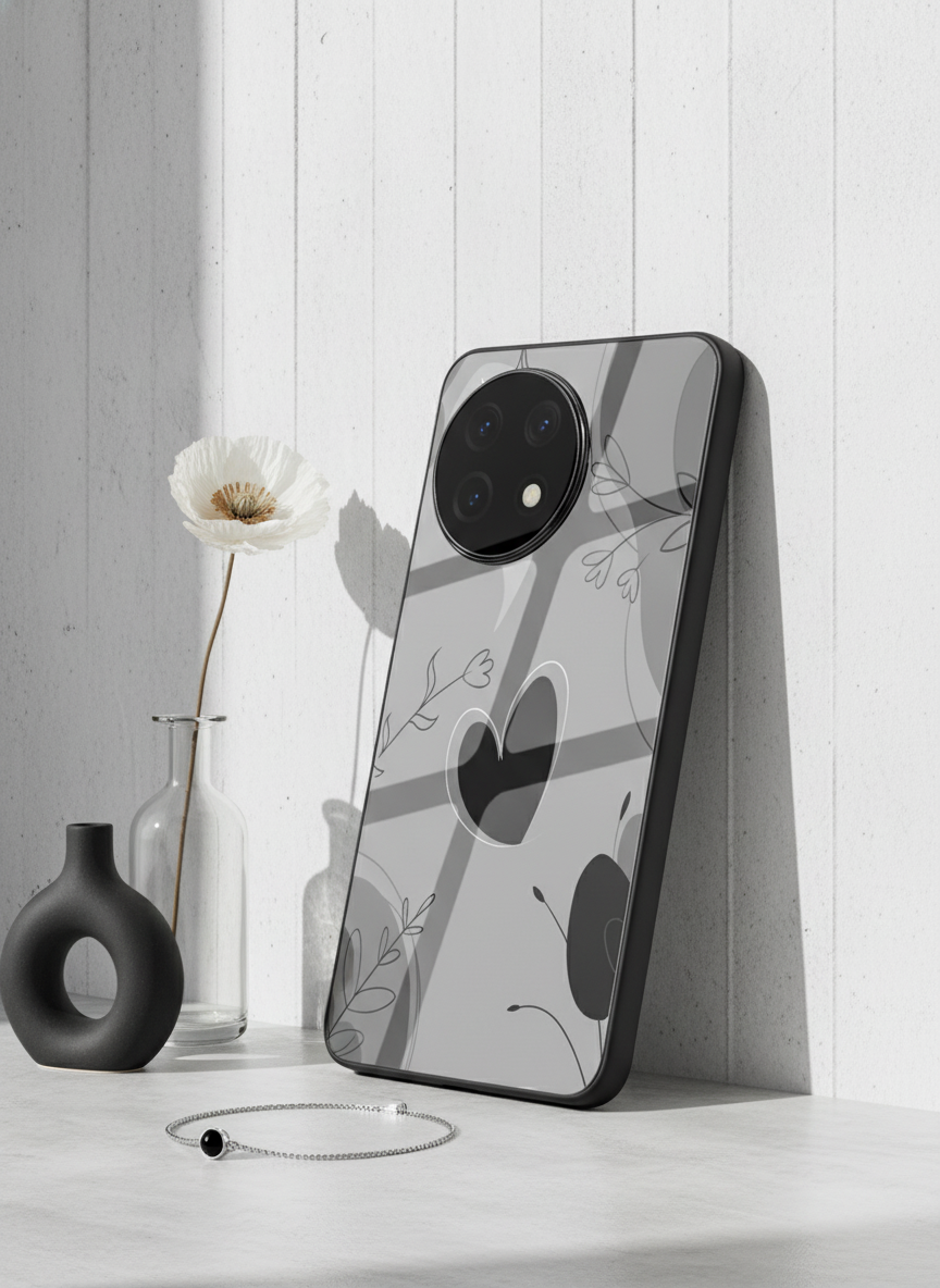 Muted Hearts Glass Back Cover For One Plus 13, 12, 11, 10, Nord Series