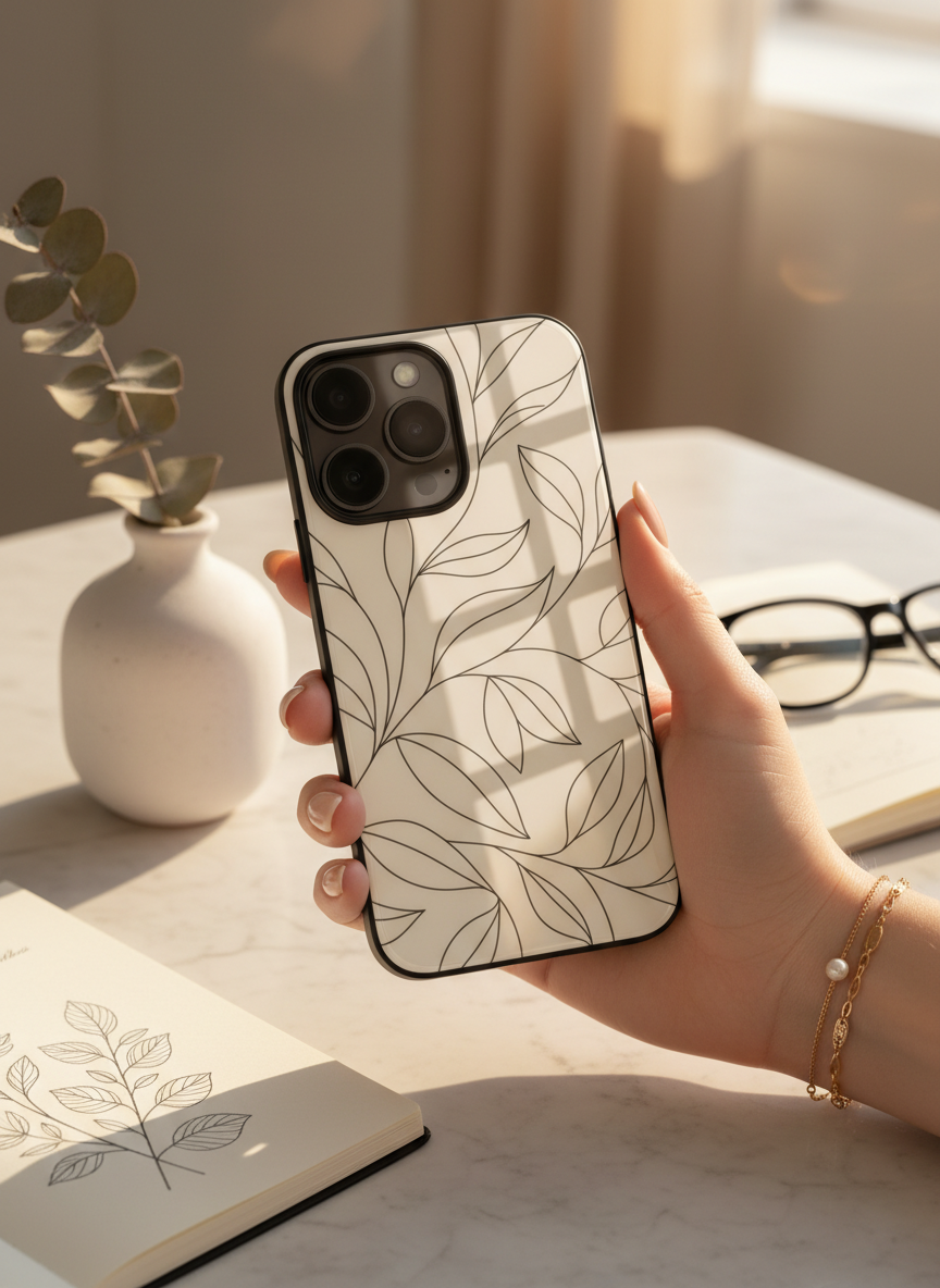 The Petal Sketch Premium Glass Back Cover For iPhone 11-17 Models