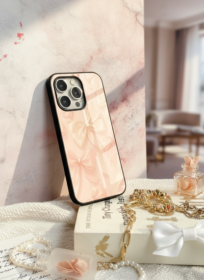 Silky Bows Sketch Premium Glass Back Cover For iPhone 11-17 Models
