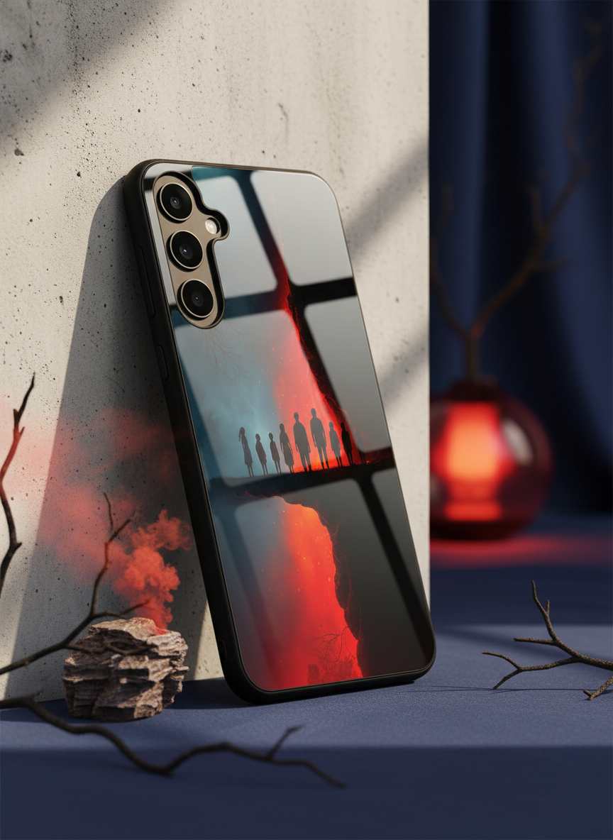 STRANGER THINGS- Parallel Edge Premium Glass Back Cover For Galaxy S, A, M & F Series