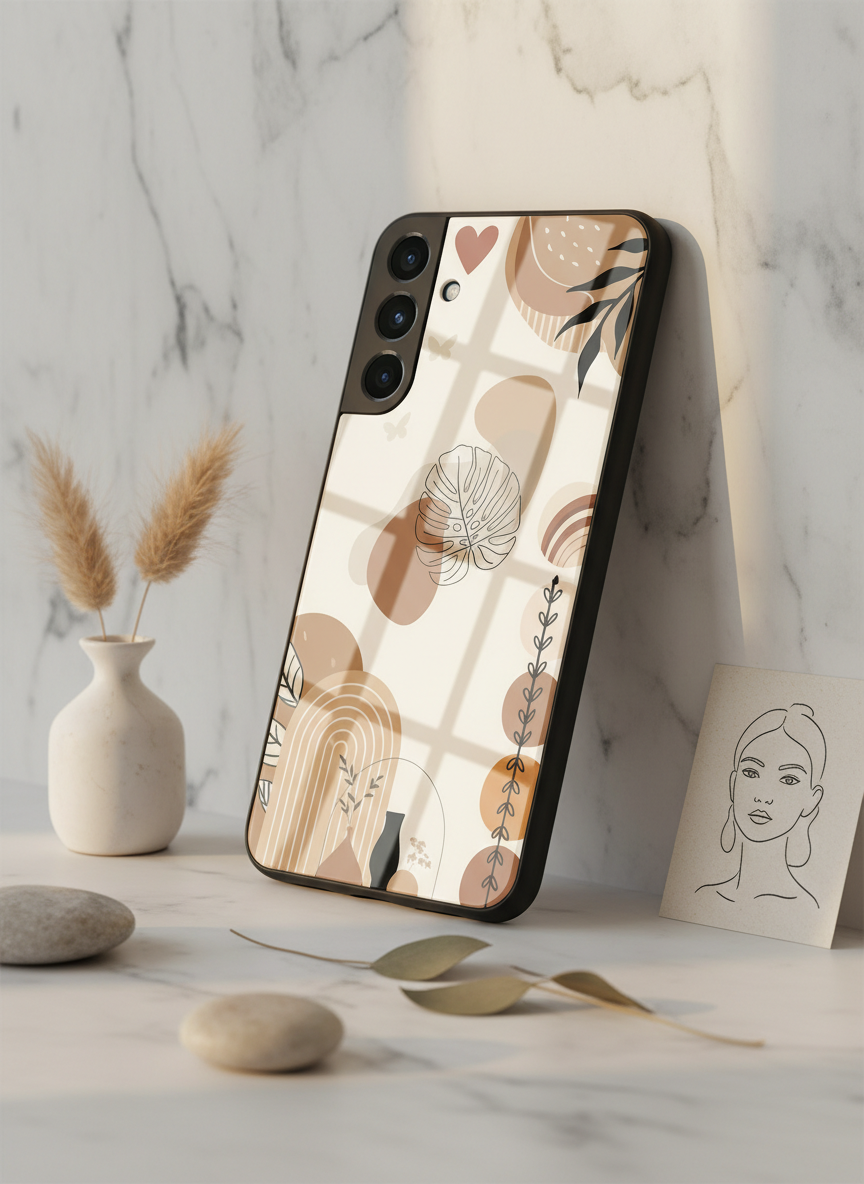 Organic Aura Premium Glass Back Cover For Galaxy S, A, M & F Series