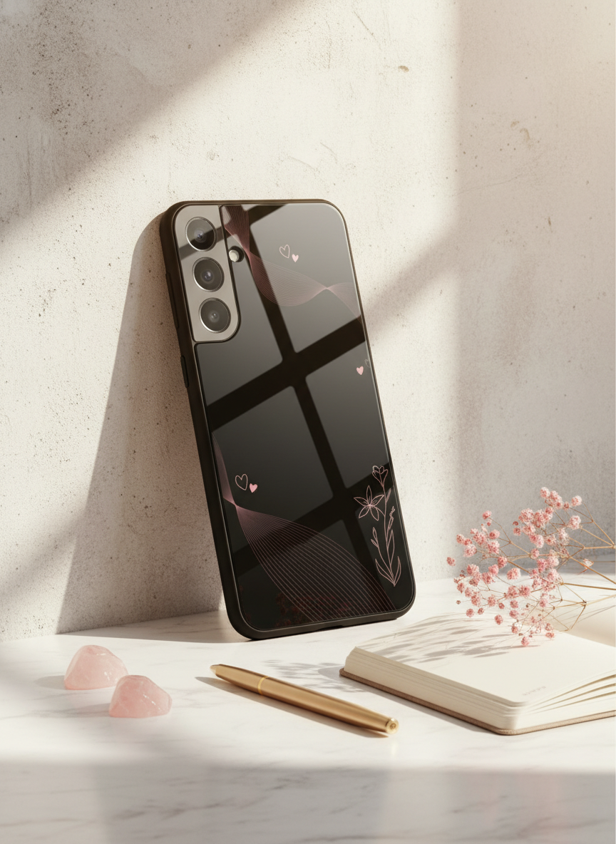 Velvet Bloom Personalised Premium Glass Back Cover For Galaxy S, A, M & F Series