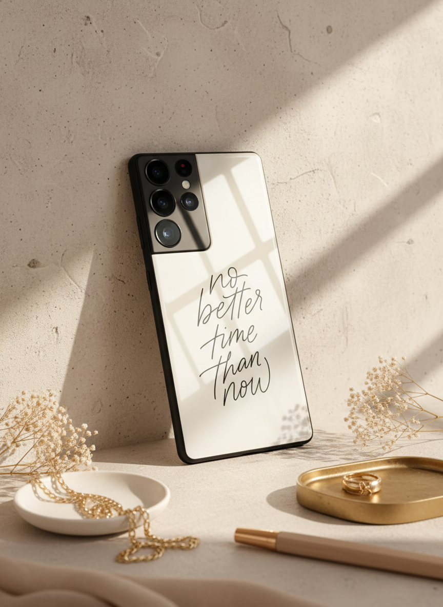 No Better Time Premium Glass Back Cover For Galaxy S, A, M & F Series