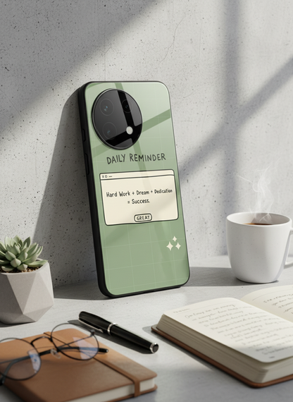 Daily Reminder-Sage Green Premium Glass Back Cover For One Plus 13, 12, 11, 10, Nord Series