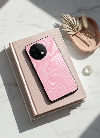 Linear Blush Glass Back Cover For One Plus 13, 12, 11, 10, Nord Series