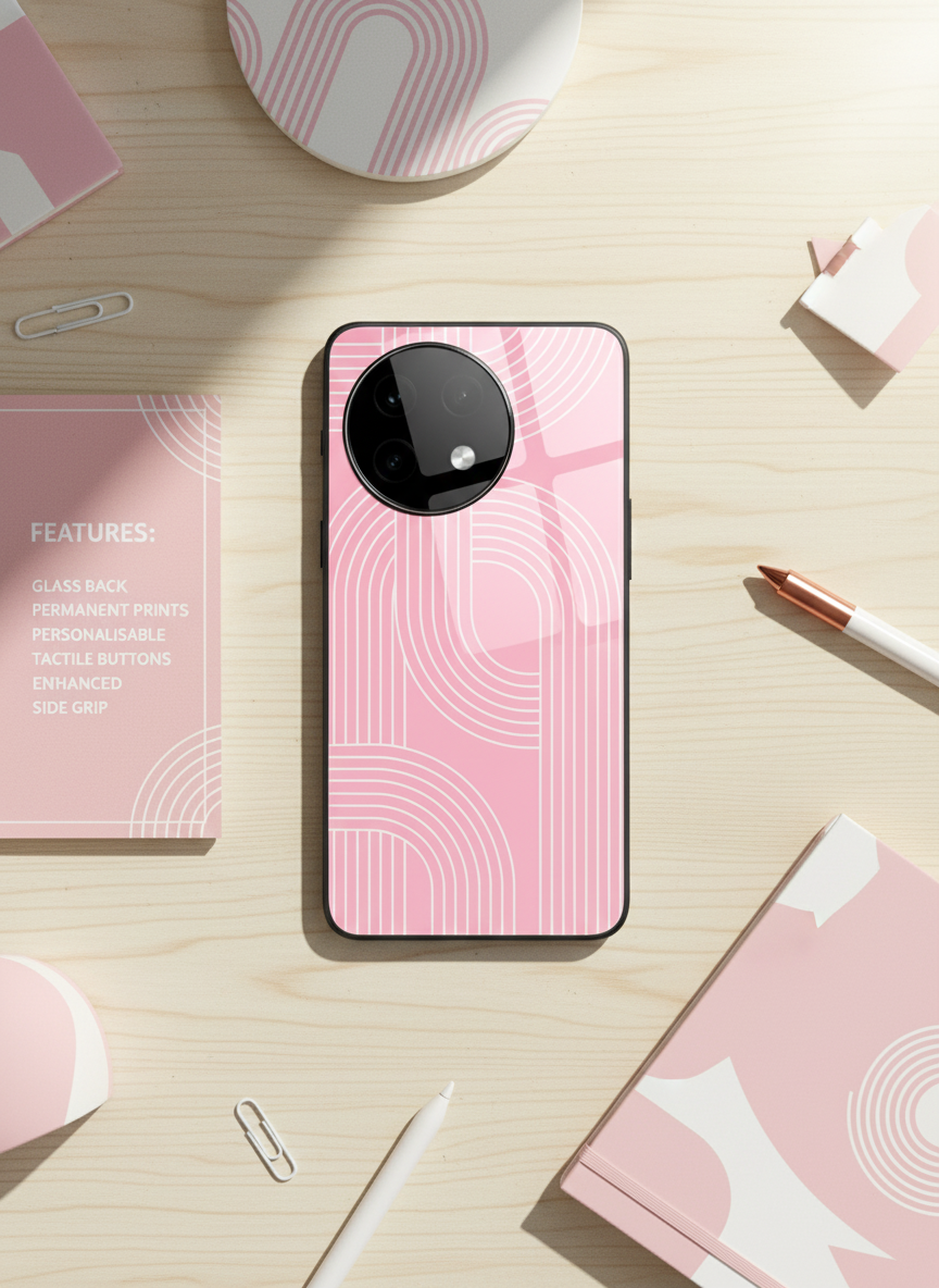 Linear Blush Glass Back Cover For One Plus 13, 12, 11, 10, Nord Series