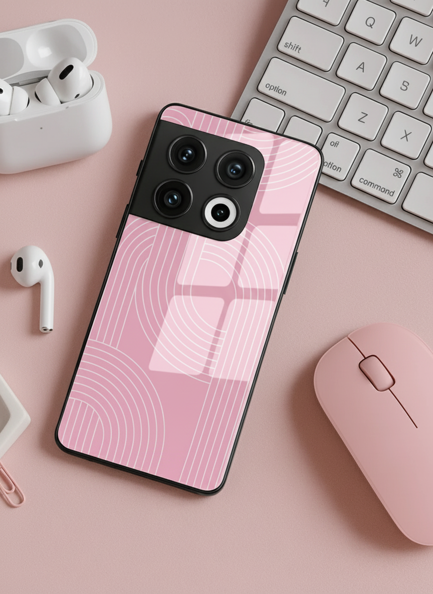 Linear Blush Glass Back Cover For One Plus 13, 12, 11, 10, Nord Series