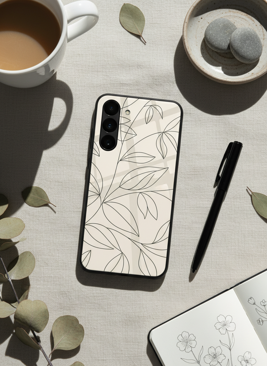 The Petal Sketch Premium Glass Back Cover For Galaxy S, A, M & F Series