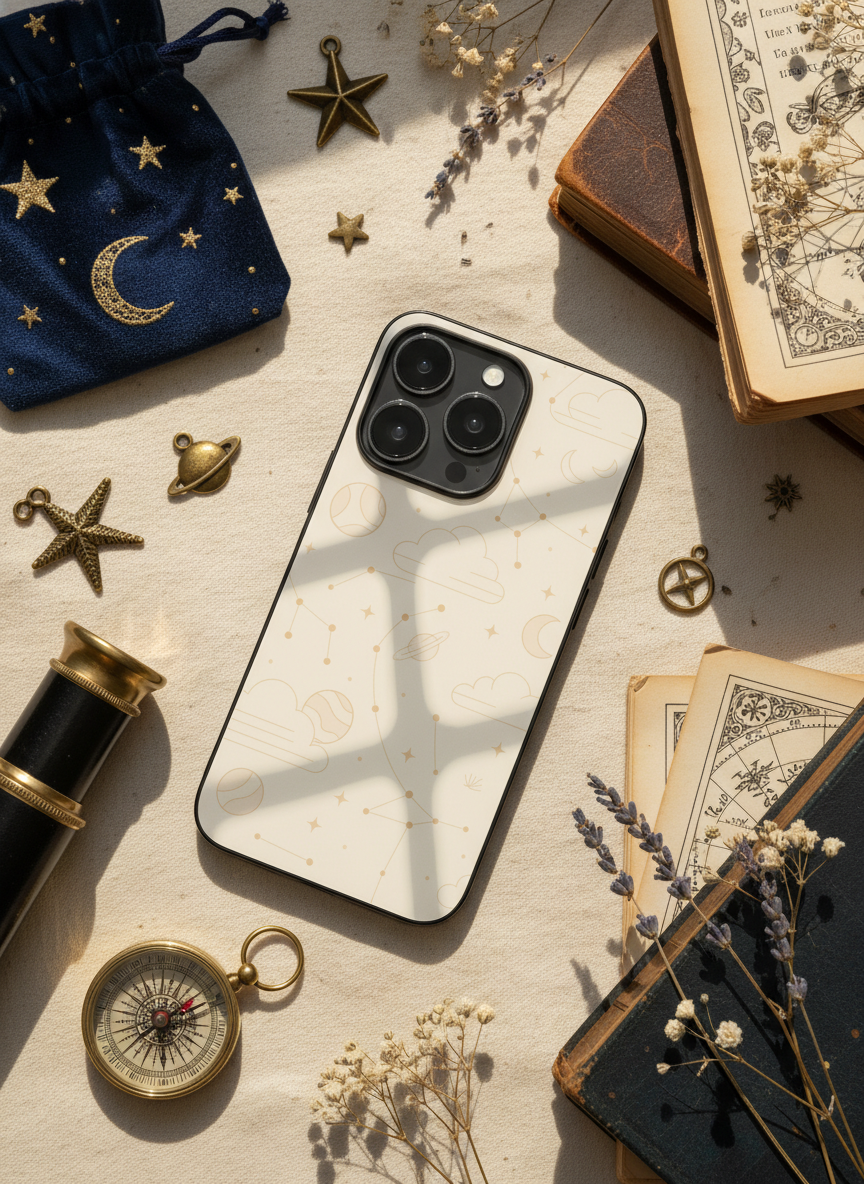 Celestial Love Premium Glass Back Cover For iPhone 11-17 Models