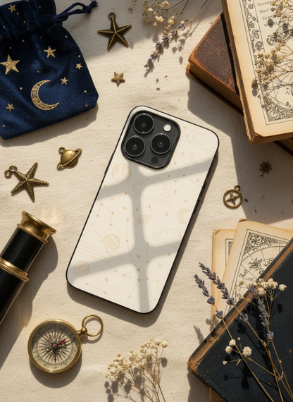 Celestial Love Premium Glass Back Cover For iPhone 11-17 Models