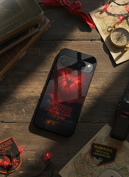 STRANGER THINGS- The Dark Overlord Premium Glass Back Cover For Google Pixel 7,8,9,10 Series