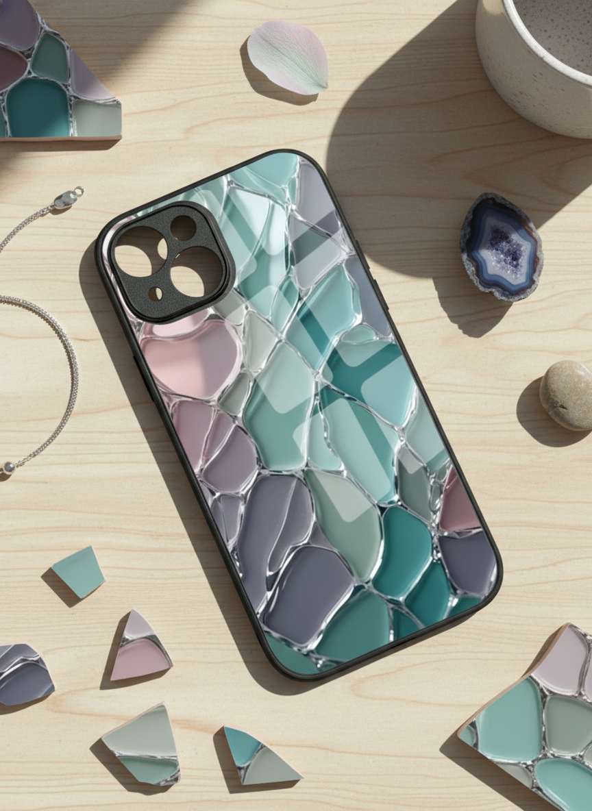 Ocean Glaze Premium Glass Back Cover For iPhone 11-17 Models