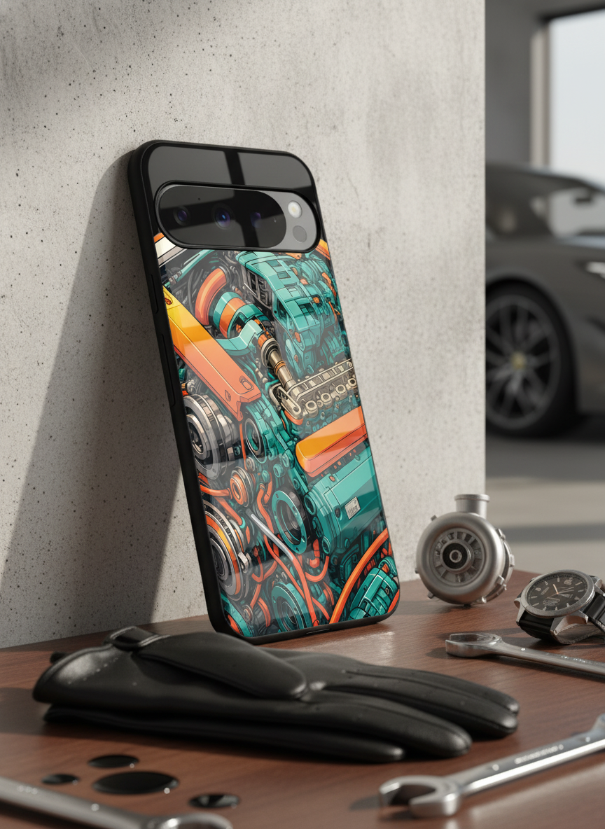 Aesthetic Engine-ry Premium Glass Back Cover For Google Pixel 7,8,9,10 Series