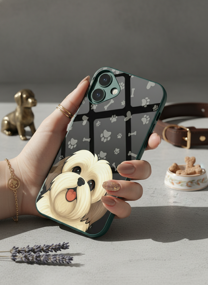 Fluffy Love Premium Glass Back Cover For iPhone 11-17 Models