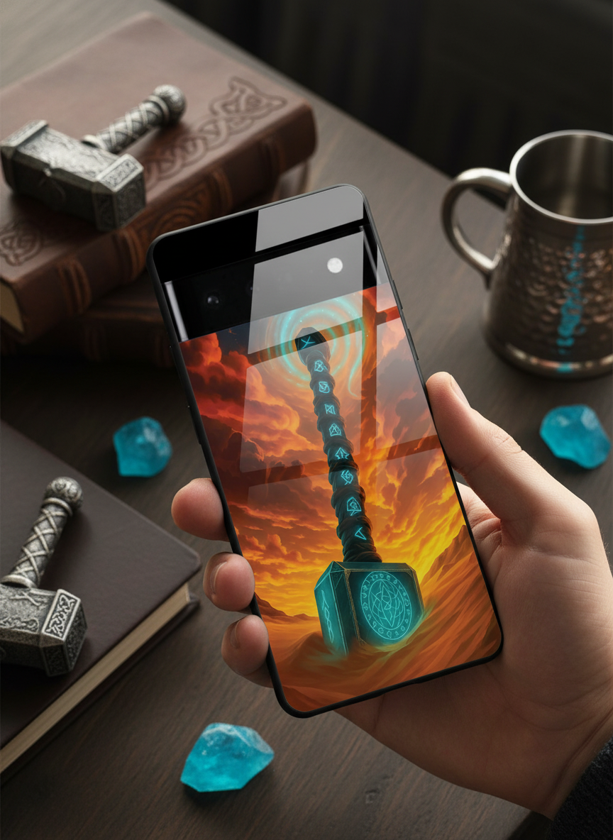 Mjolnir is it You ? Premium Glass Back Cover For Google Pixel 7,8,9,10 Series