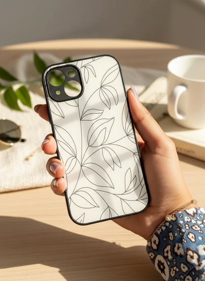 The Petal Sketch Premium Glass Back Cover For iPhone 11-17 Models
