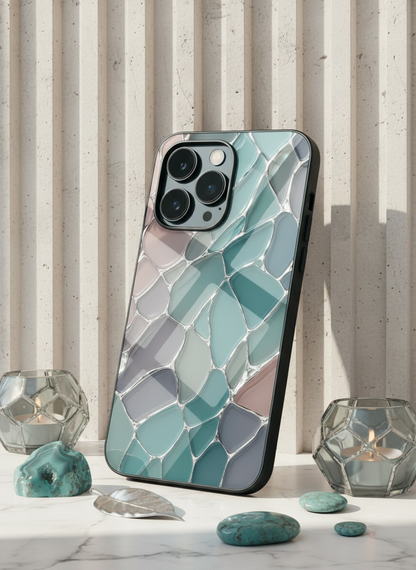 Ocean Glaze Premium Glass Back Cover For iPhone 11-17 Models