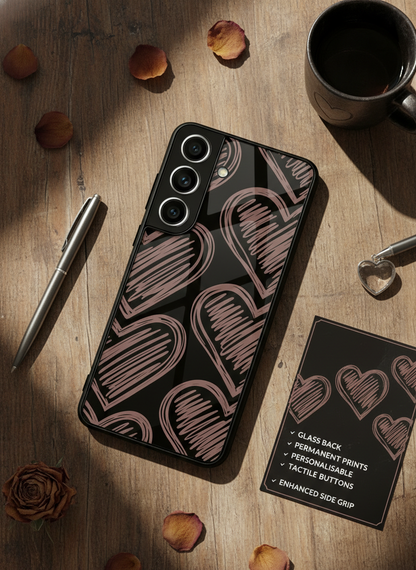 Heartlines Premium Glass Back Cover For Galaxy S, A, M & F Series