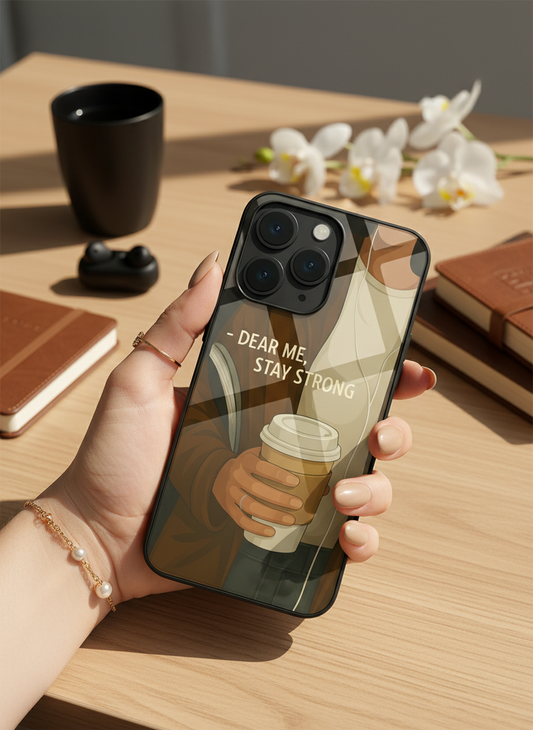 Stay Strong  Premium Glass Back Cover For iPhone 11-17 Models