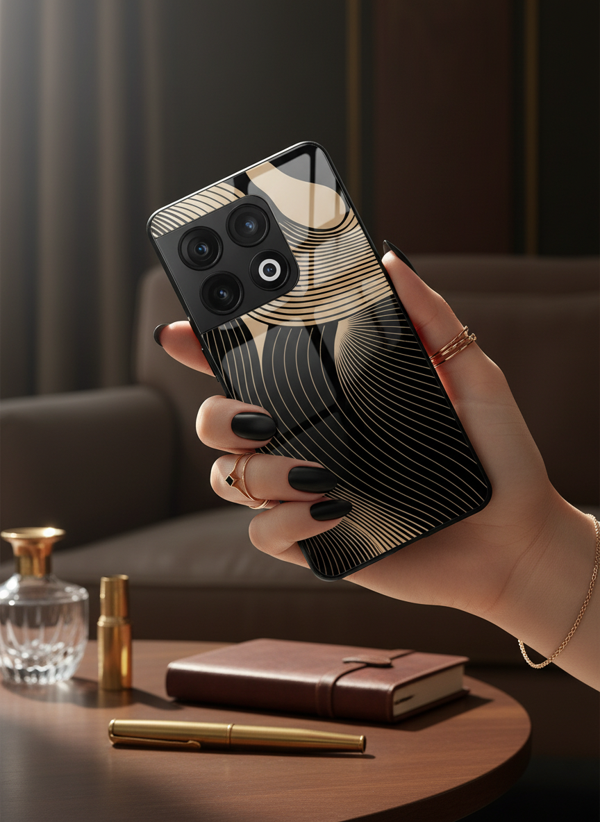 Aesthetic Swirls Premium Glass Back Cover For One Plus 13, 12, 11, 10, Nord Series