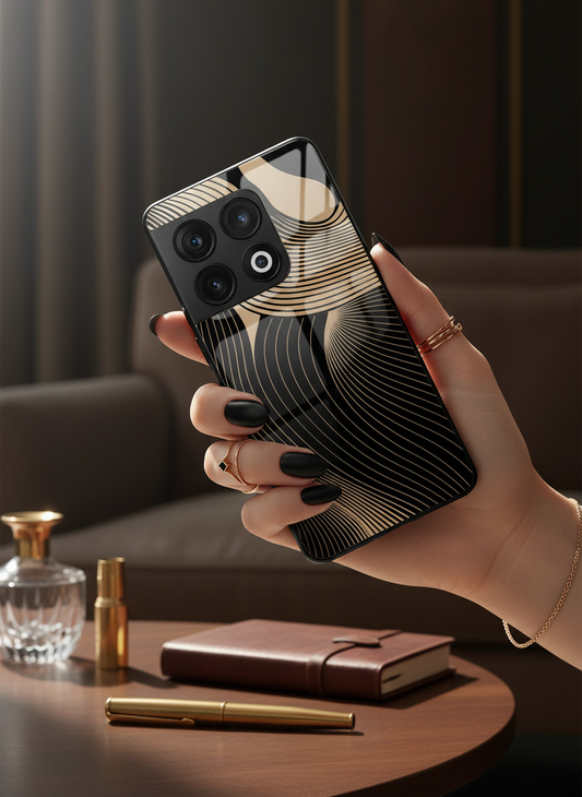 Aesthetic Swirls Premium Glass Back Cover For One Plus 13, 12, 11, 10, Nord Series