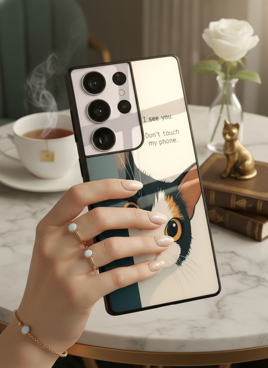 Sassy Cats Premium Glass Back Cover For Galaxy S, A, M & F Series