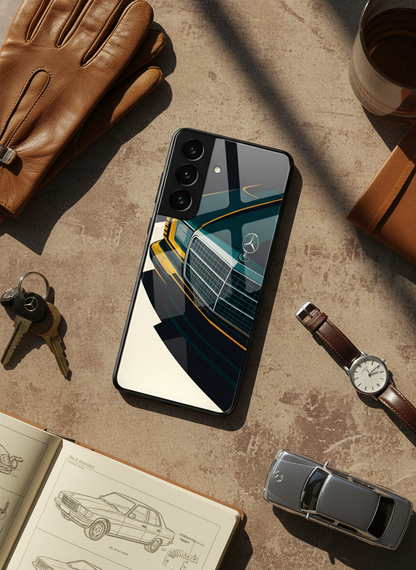 Minimal Car Sketch Premium Glass Back Cover For Galaxy S, A, M & F Series