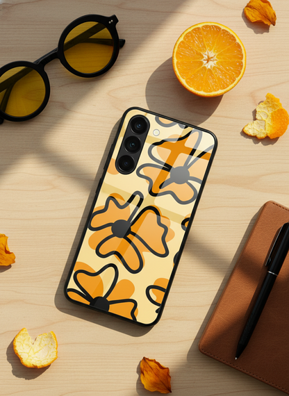 Crayon Petals Premium Glass Back Cover For Galaxy S, A, M & F Series