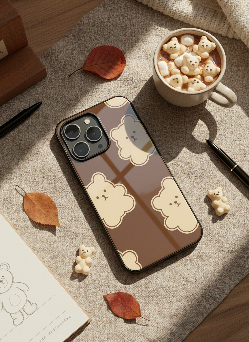 Teddy Overload Premium Glass Back Cover For iPhone 11-17 Models