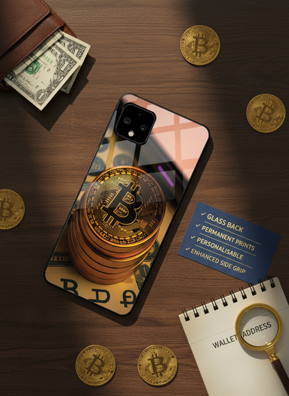 Bitcoin Blaze Premium Glass Back Cover For Google Pixel 7,8,9,10 Series