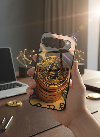 Bitcoin Blaze Premium Glass Back Cover For Google Pixel 7,8,9,10 Series