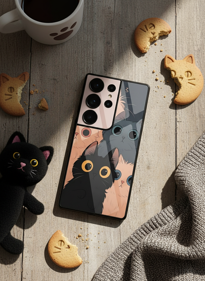 Kitty Mania  Premium Glass Back Cover For Galaxy S, A, M & F Series