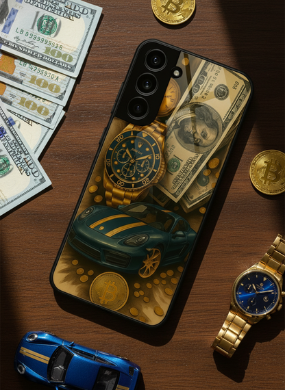 Crypto King Premium Glass Back Cover For Galaxy S, A, M & F Series