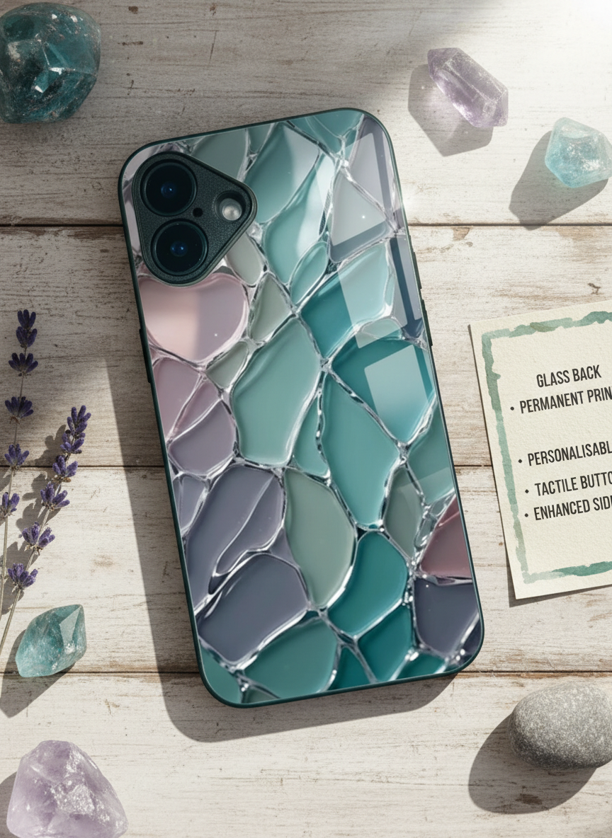 Ocean Glaze Premium Glass Back Cover For iPhone 11-17 Models