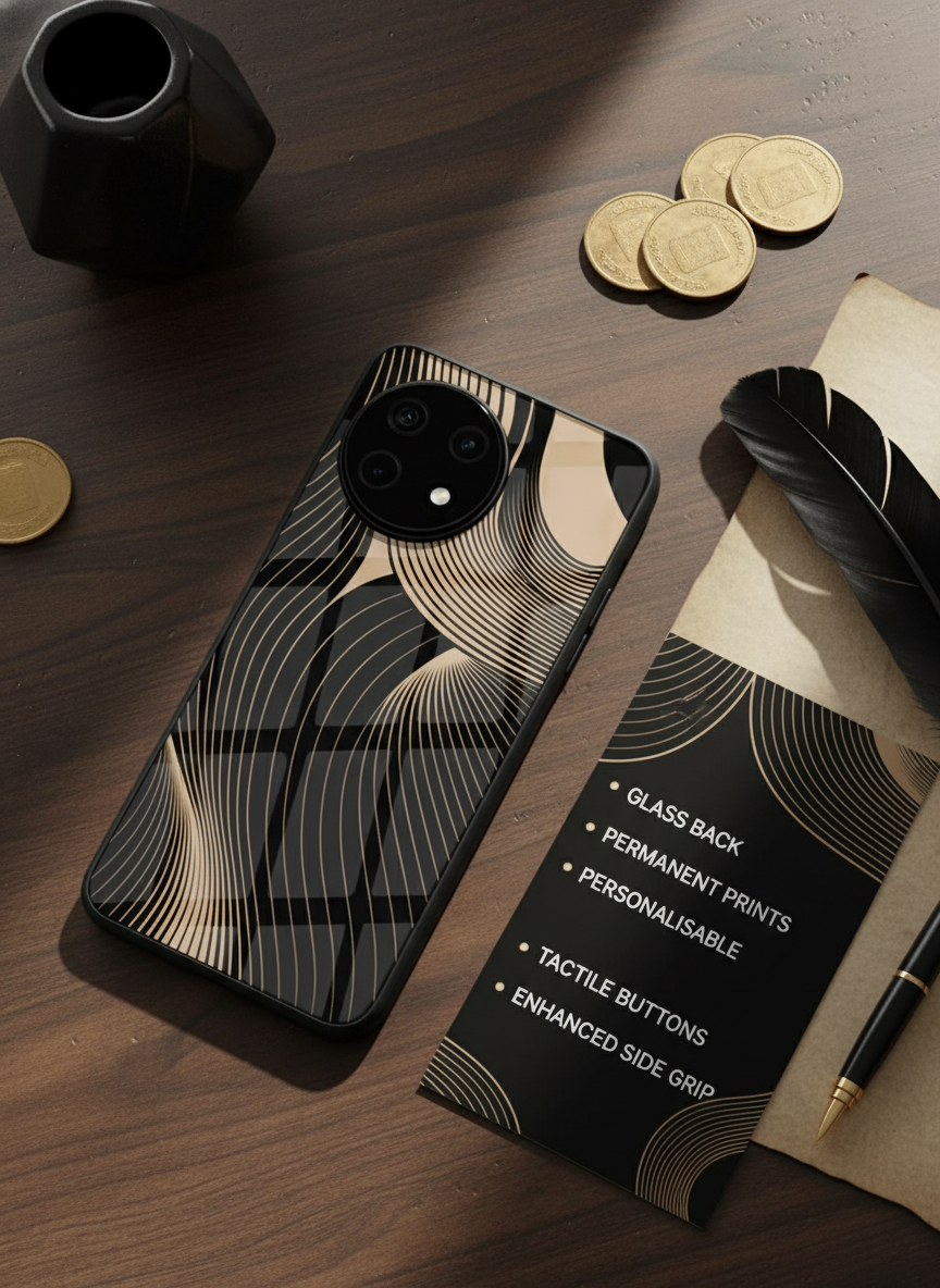 Aesthetic Swirls Premium Glass Back Cover For One Plus 13, 12, 11, 10, Nord Series