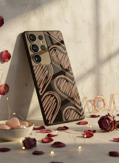 Heartlines Premium Glass Back Cover For Galaxy S, A, M & F Series