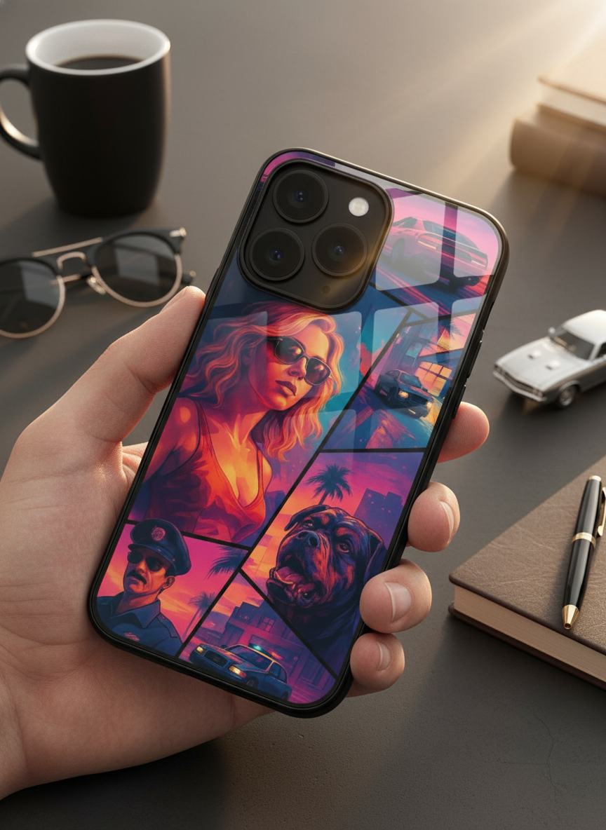 GTA Loading  Premium Glass Back Cover For iPhone 11-17 Models