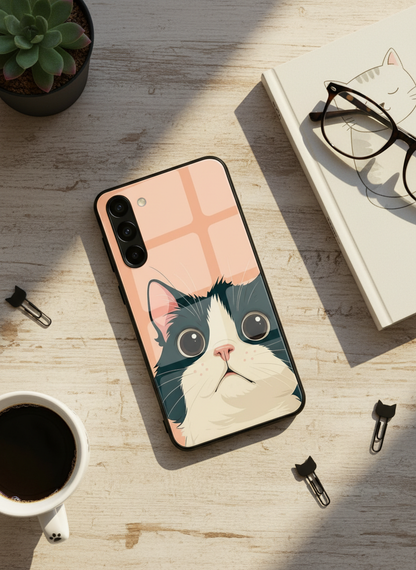 Dreamy Cat Premium Glass Back Cover For Galaxy S, A, M & F Series